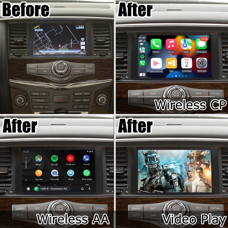 Wireless Android Auto Carplay Interface For Nissan Patrol Armada Y62 10-16 IT08 08IT Include Japan Spec