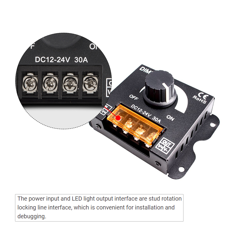 Brightness Stepless LED Controller Dimmer 30A For LED Monochrome Strip Light
