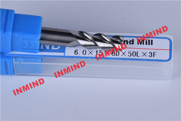 HRC50 Aluminum End Mill Cutter / Hss End Mill Bright Surface 6mm 8mm 3 Flute