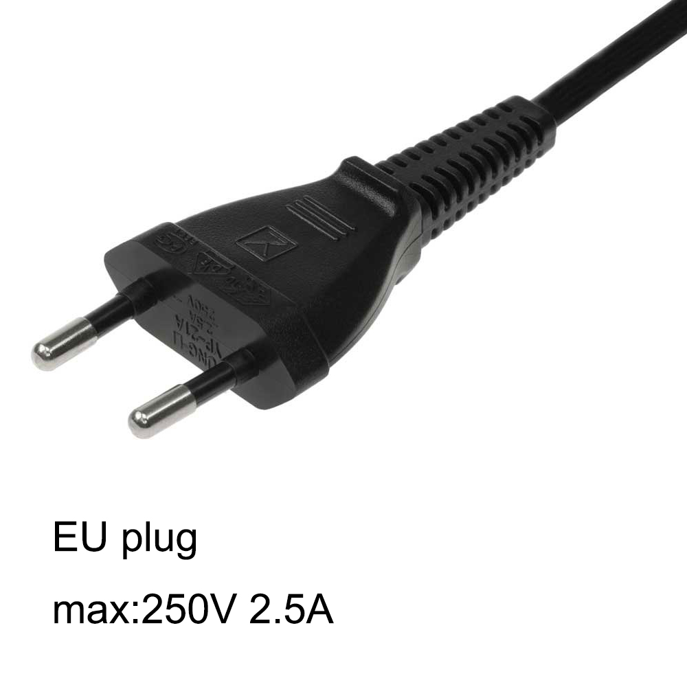 2Pin EU Power Cable 250V 2.5A DC Plug Power Cord IEC Female End