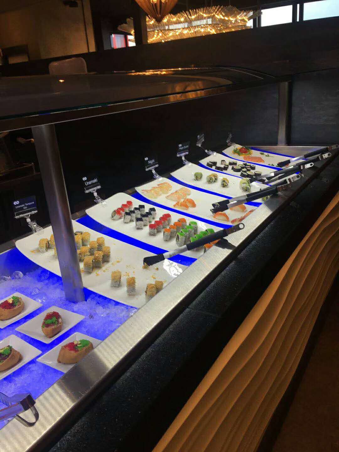 Wooden Japanese Sashimi Sushi Boat Buffet Counter L5500 x W1200 x H2300 MM, Commercial Buffet Equipment