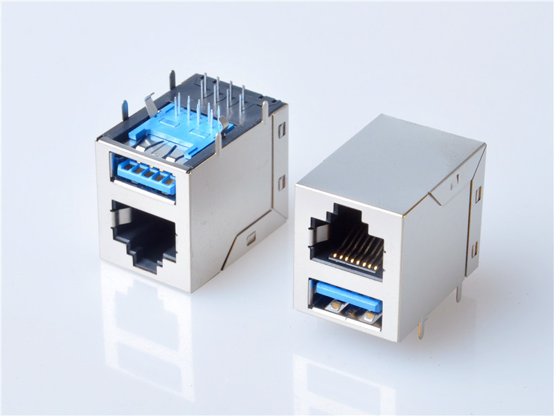 RJ45 Jack With 10/100 Base-T Magnetics , USB3.0+RJ45，100BASE ，HULYN