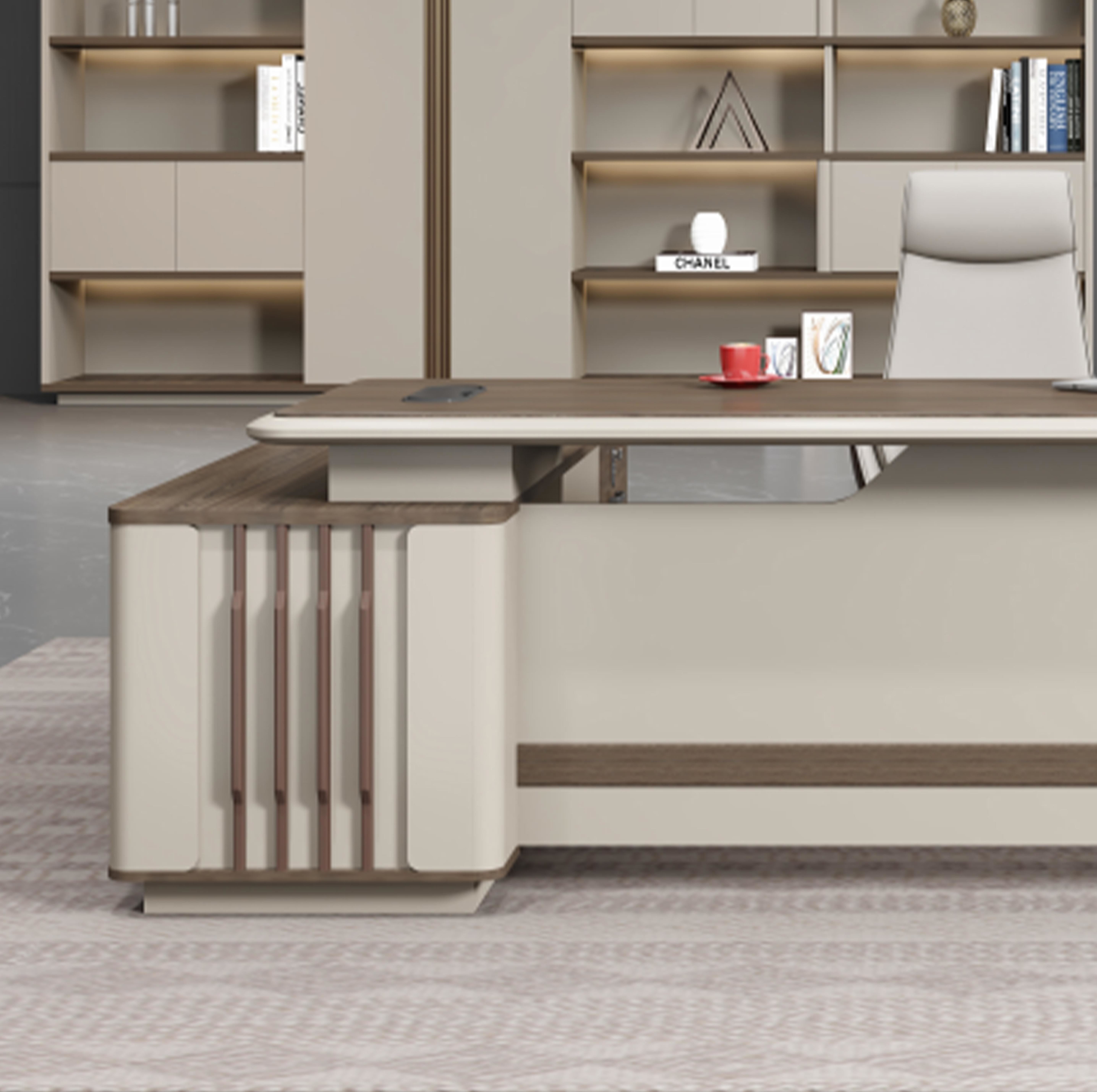 Modern L Shape Director Manger Office Furniture Solutions Table And Chair Set Executive