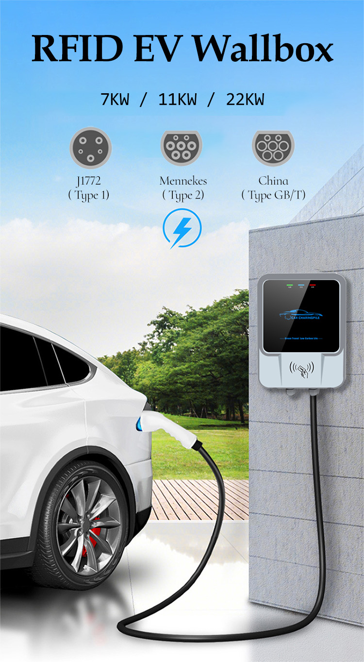 32A Single Phase Electric Car Charger Point EVSE Wallbox 240VAC 7KW