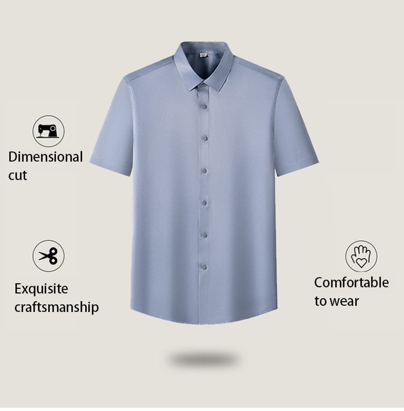 Non-Iron Men's Long-Sleeved Shirt with Covered Button Closure and Anti-Wrinkle Feature