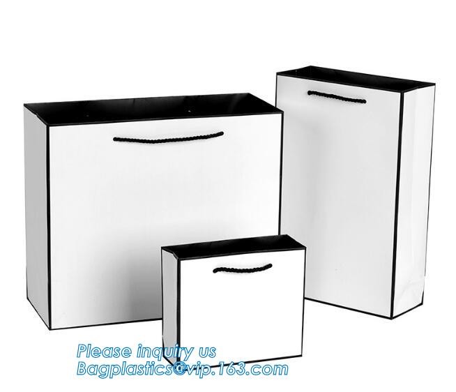 Custom Printed Accept Wholesale Stock White Brown Kraft Paper Shopping Bag With Handle No Minimum, carrier handle bags