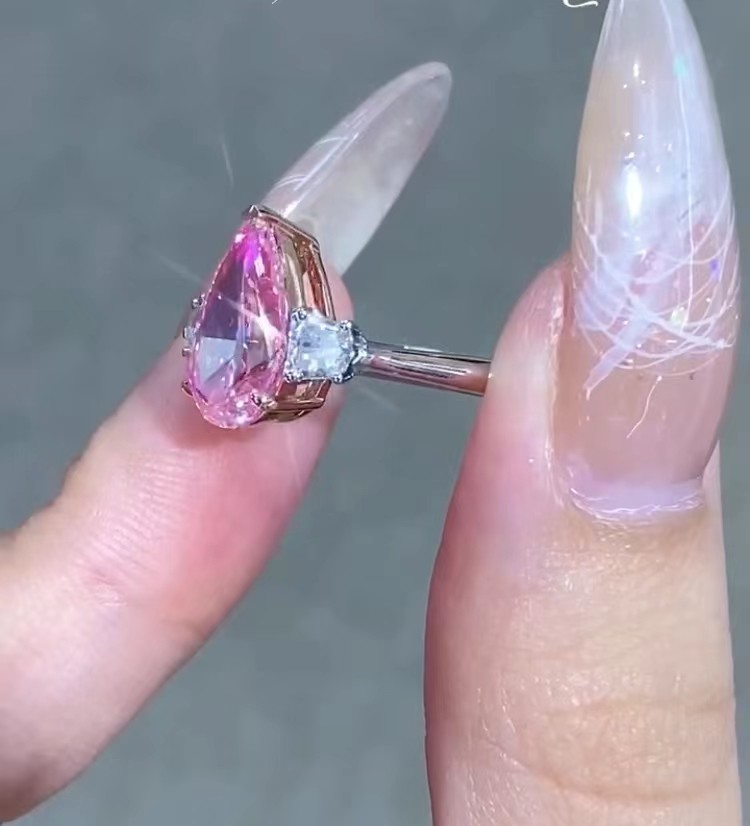 Pear Pink 2 Carat Lab Made Diamond Engagement Rings