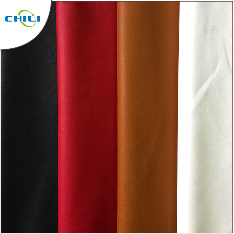 Red PU Leather Fabric , Leather Like Material High Elasticity Wear Resistant