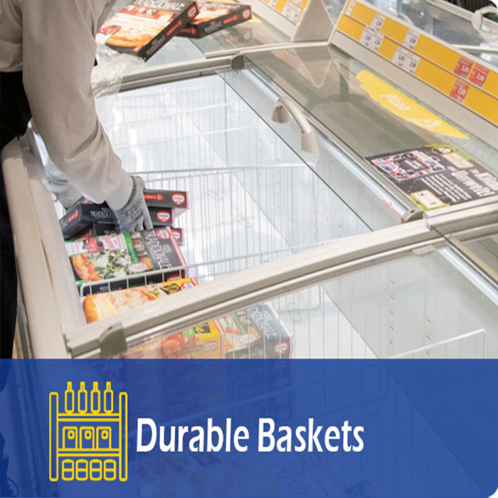 Display Island Chest Freezer , Supermarket Refrigerated Sliding Chest Freezer Cabinet