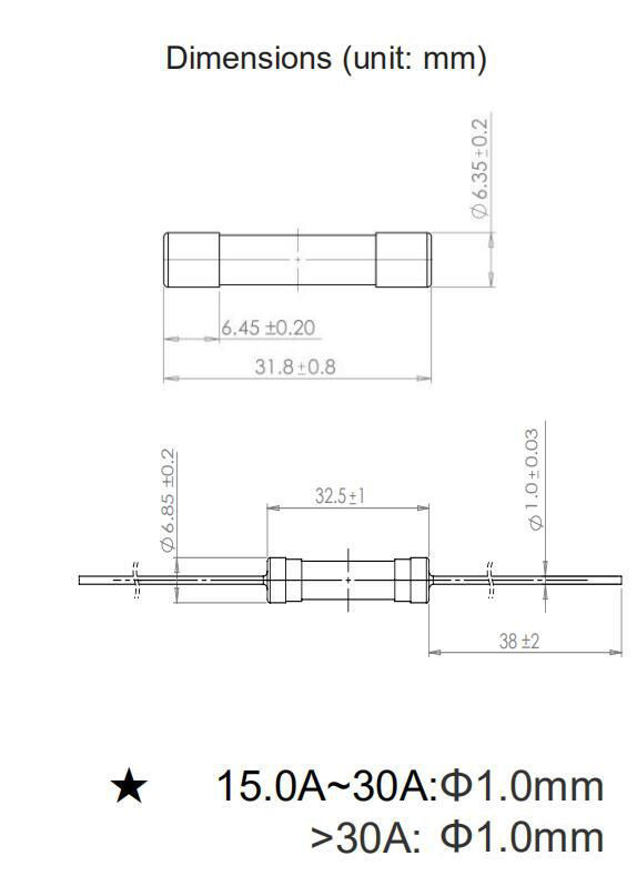 6.35x30mm 6X30mm Miniature Cartridge Fuse Ceramic Quick Blow Fast Acting