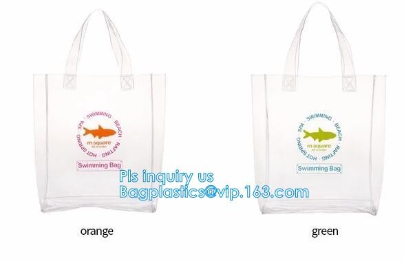 fashion pvc mirror vinyl shopping bag with printing, Recyclable Durable Clear PVC Shopping Bag with Button Closure, tote