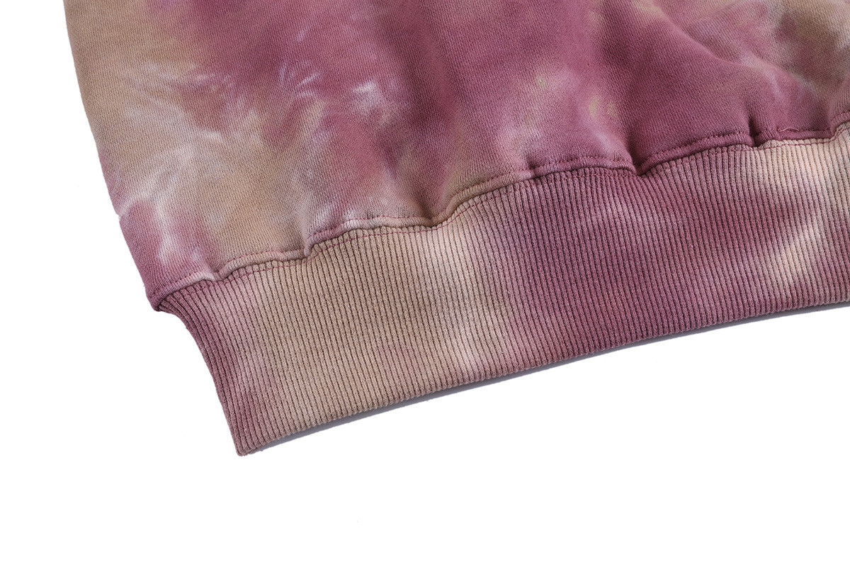 Crew Neck Tie Dye Terry Oversized Hooded Sweatshirt