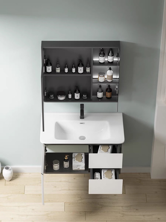 T&F Bathroom Vanity Units , Space Saving Vanity Cabinet With Mirror
