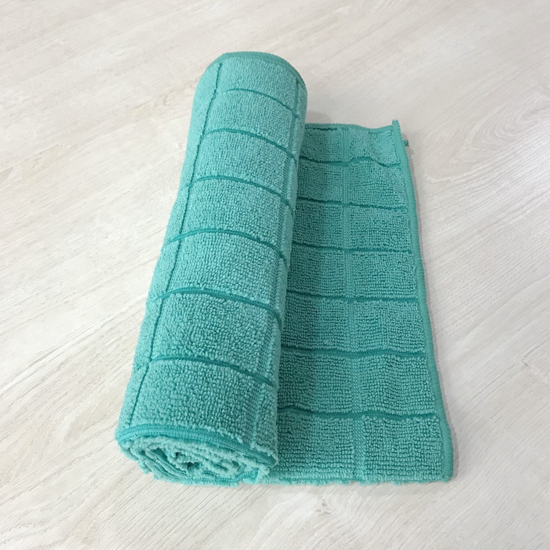 Hot saled export 100% polyester green microfiber big grid dry wipes for house keeping