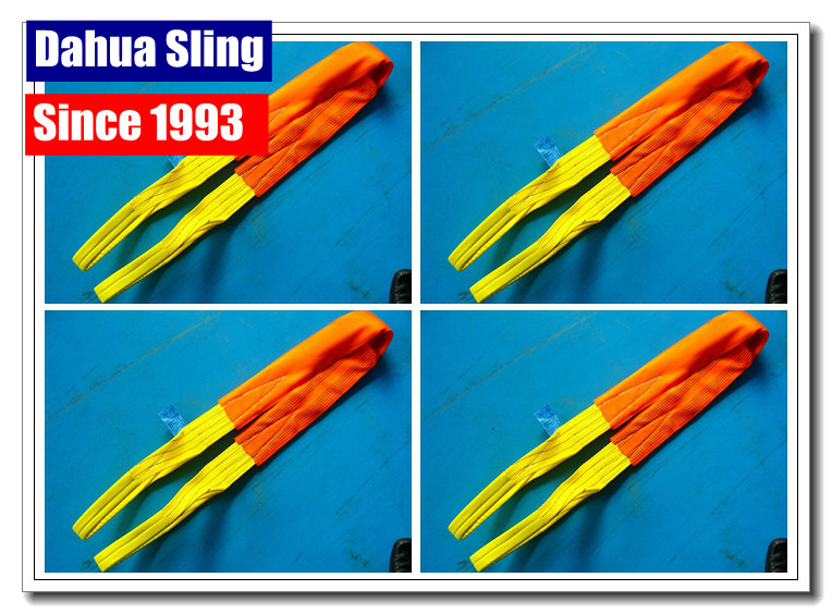 Yellow 3ton 2 Ply Polyester Flat Lifting Slings Light Weight Eye Slings , WSTDA Standard