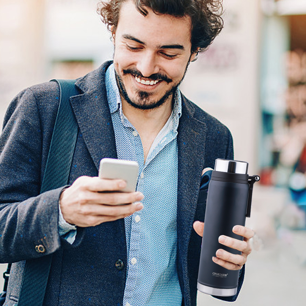 2022 750ml 900ml Double Wall travel vacuum insulated stainless steel thermos sports drinking water flask Keep hot cold