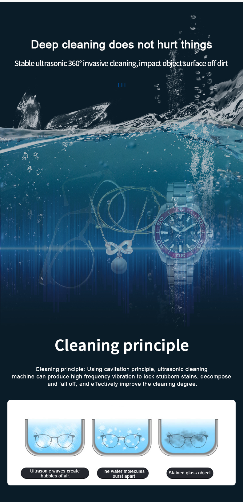 New household ultrasonic cleaners for jewelry eyeglasses watch cleaning