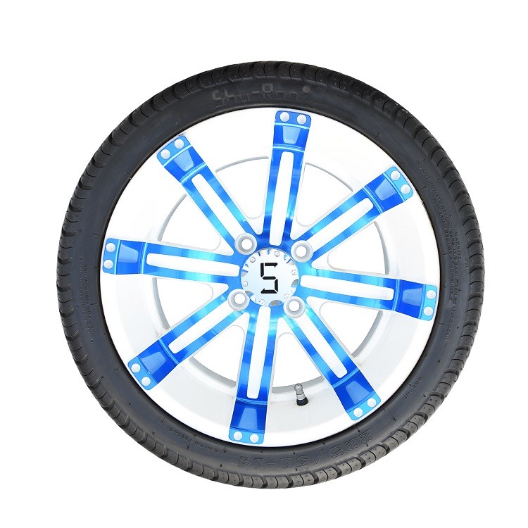 14'' Blue/Glossy White Wheels And 225/30-14 Tires Assembly Electrophoresis Paint