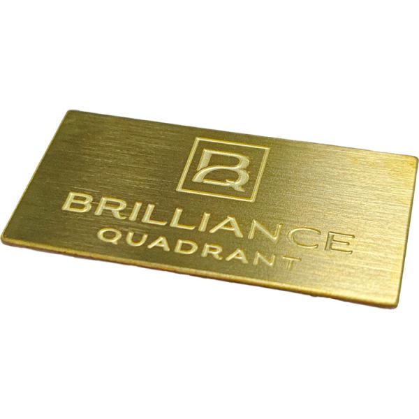 Custom Brushed Brass Nameplate With 3M Adhesive Backing