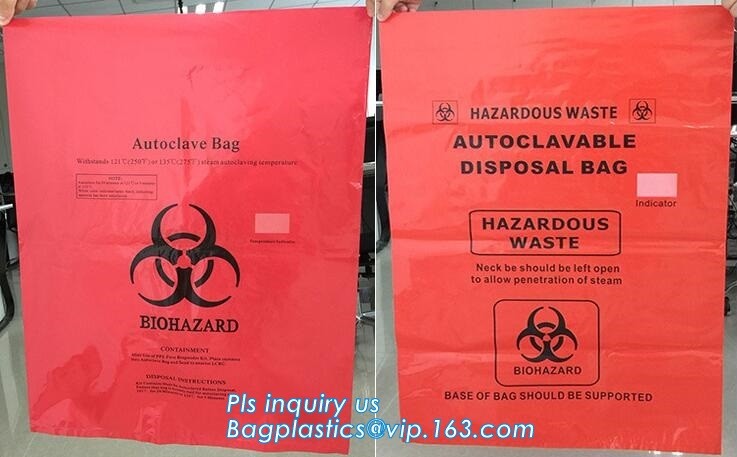 8-10 Gallon Medical Waste Trash Bags Compostable Biohazard Waste Bags Infectious Waste Basure Infecciosa Bags, bagplasti
