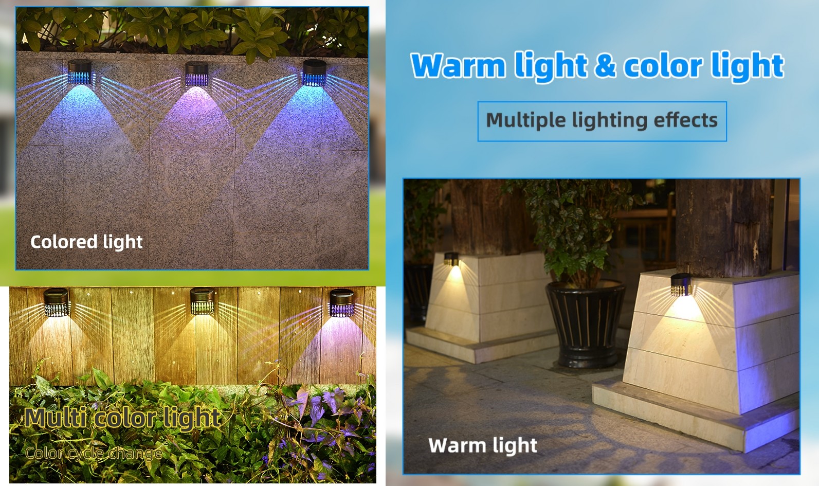 Decorative light effect solar garden lights LED lighting for fence wall decor