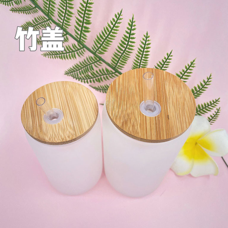 12oz 16oz 25oz Juice Glass Cup With Straw And Bamboo Lid