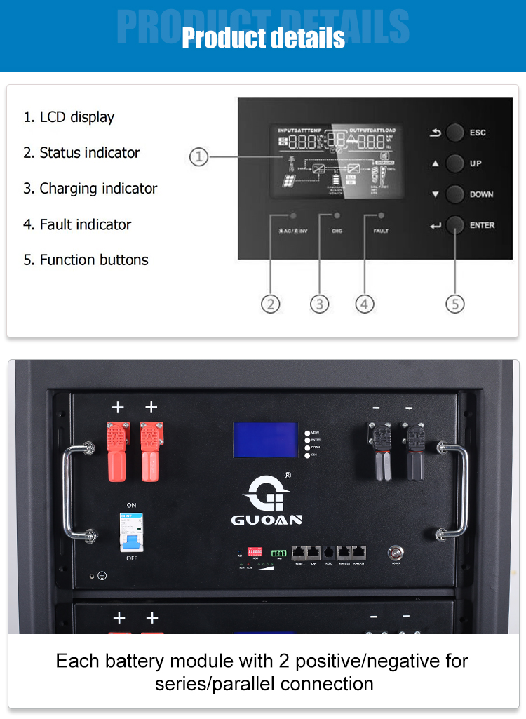 5U Desktop Energy Storage Cabinet for Solar Panel System with 48V 10KW 200AH Battery Pack