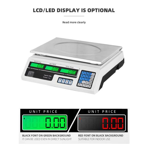Accurate Food Weight Measurement Battery Powered Rectangle Electronic LCD Display Weighing Scale 40 kg with 1g Division