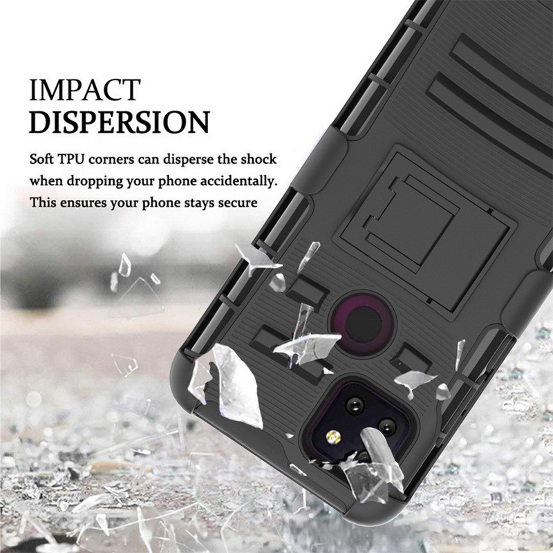 Shockproof 3 In 1 Phone Case , Heavy Duty Rugged Case Anti Slip Kickstand Belt Clip