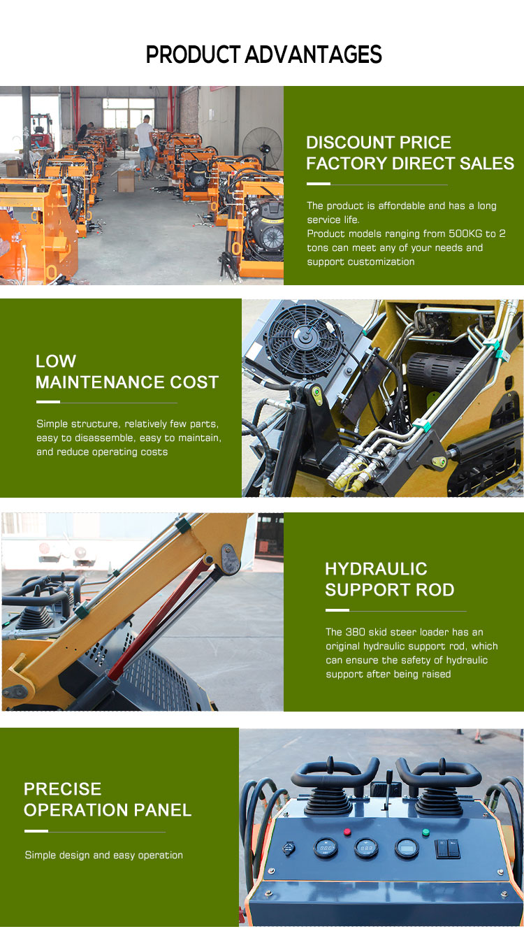 Skid Steer Diesel Loader With Bucket and Different Attachments Rated Pressure of 17 Mpa