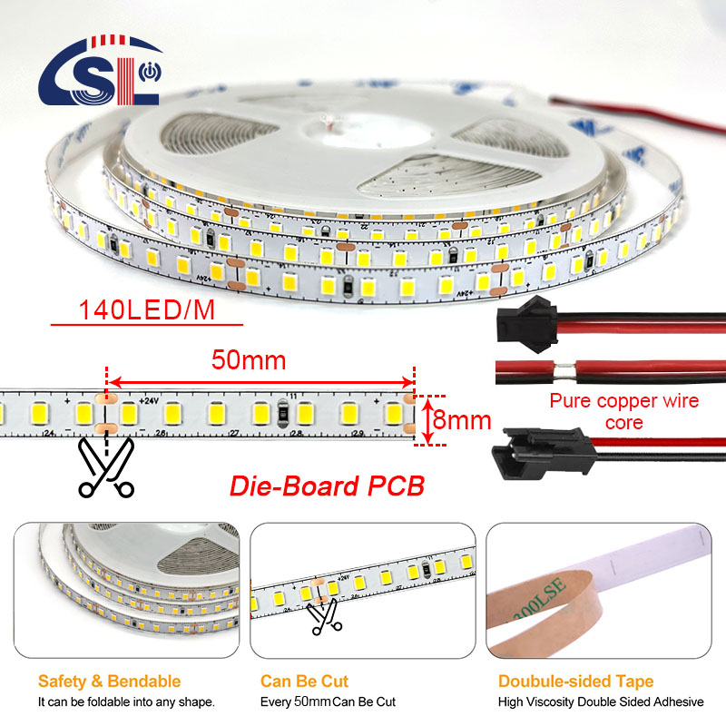 Landscape Lighting High Brightness Smd 2835 140D Led Flexible Strip Light CRI Ra 90