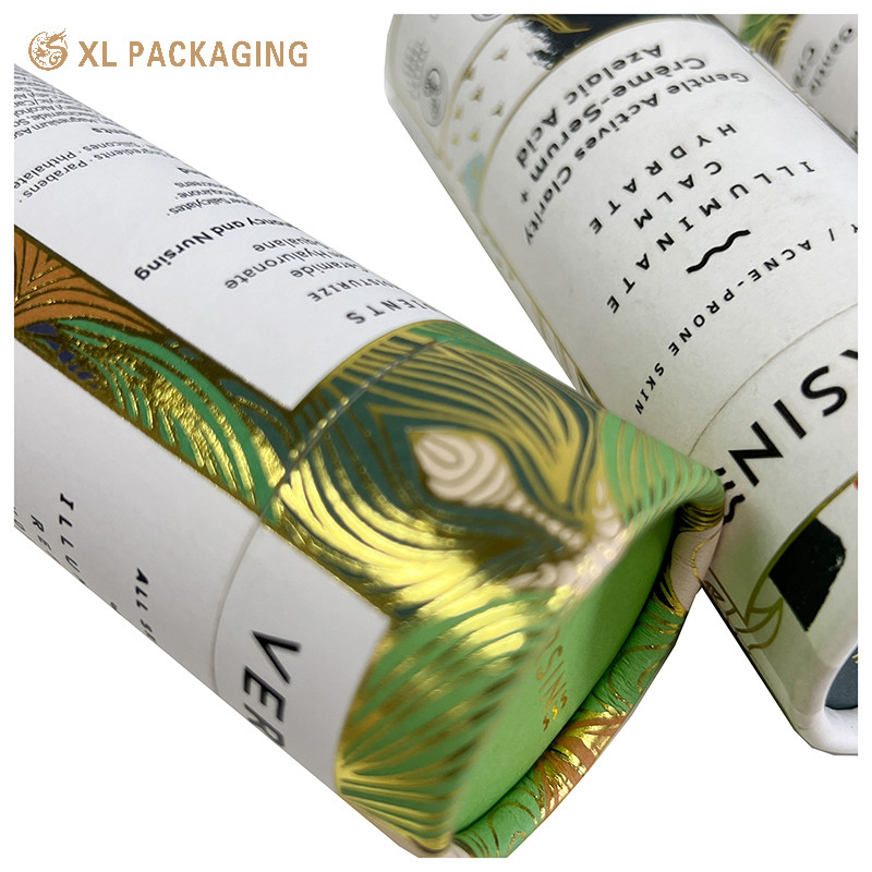 Eco Friendly Essential Oil Paper Tube Gold Foil Round Cardboard Lip Gloss Tube Packaging