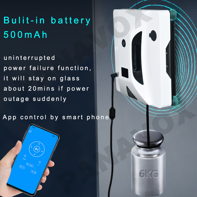 High Suction App Controlled Window Glass Cleaner Robot With 500mAh Battery Capacity