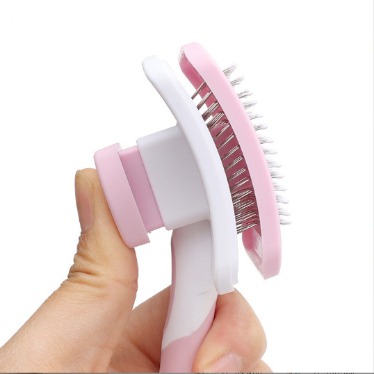 Pink Dog Self Cleaning Pet Grooming Brush Automatic Cat Hair Removal Comb