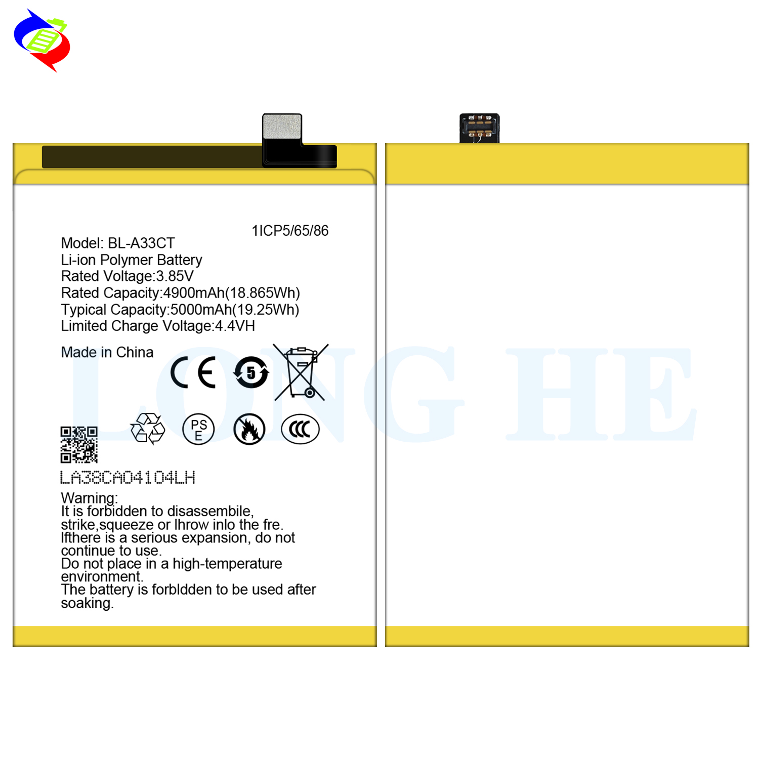 Compatible Infinix Rechargeable Li-ion Polymer Battery BL-A33CT for GM22 5000mAh 3.85V