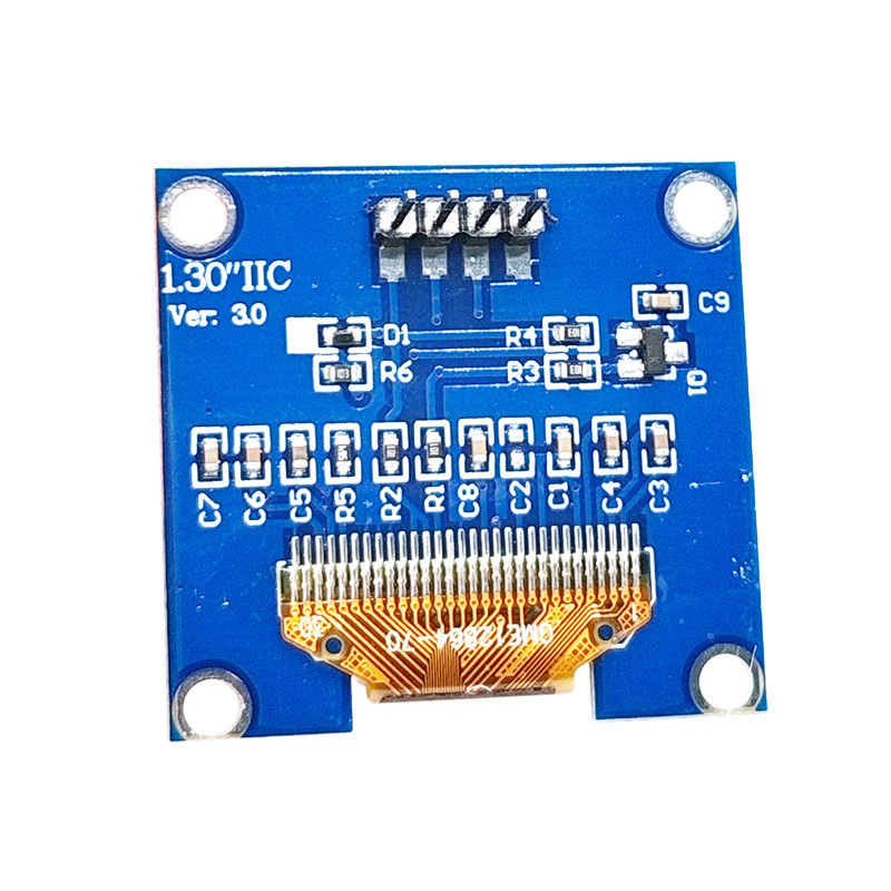 1.3 Inch Oled Display， 128x64 Resolution， 4pins Iic Interface， White Blue Oled Display With Pcba