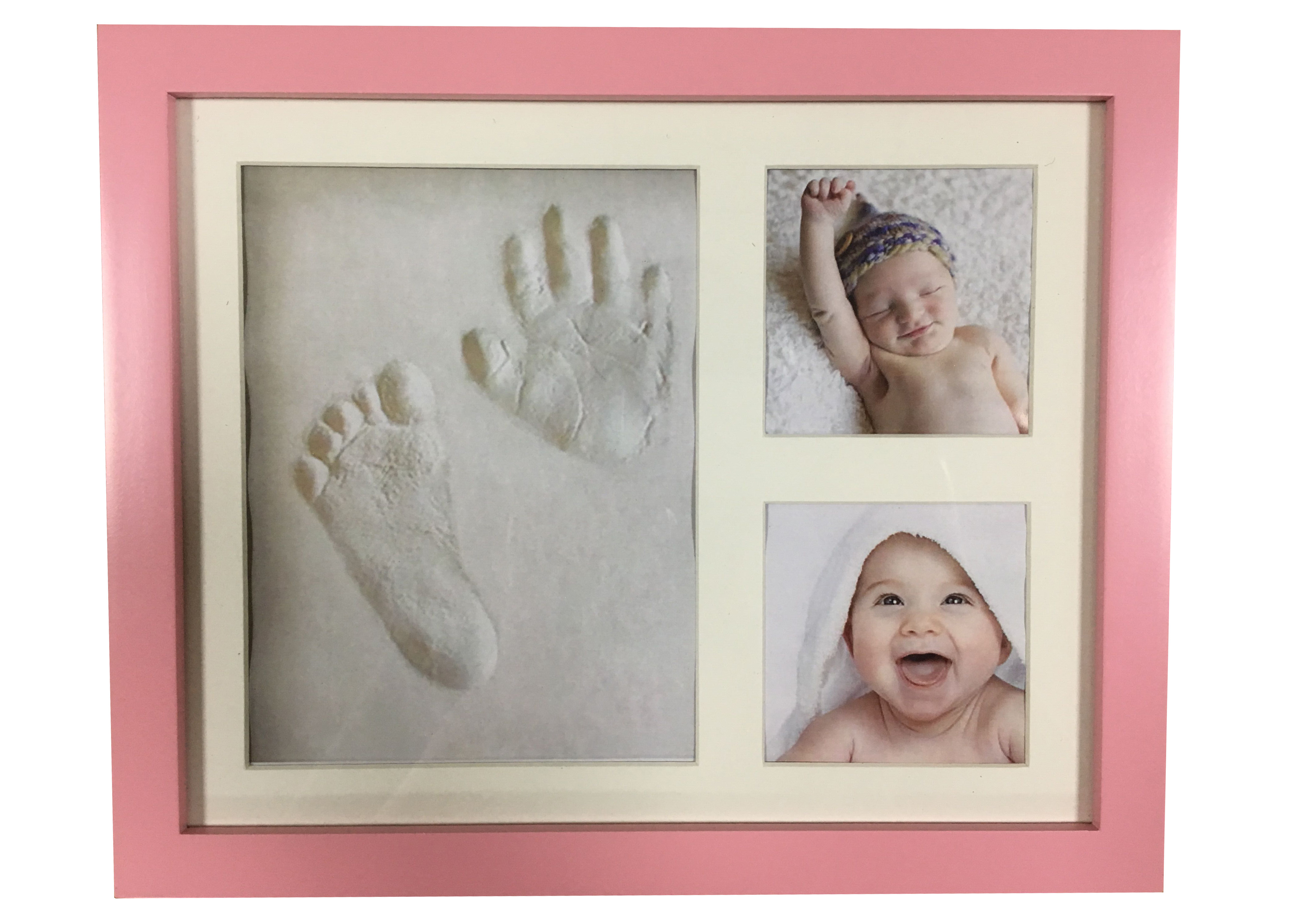 Custom Color Baby Clay Handprint & Footprint Keepsake With Stand And Hanger