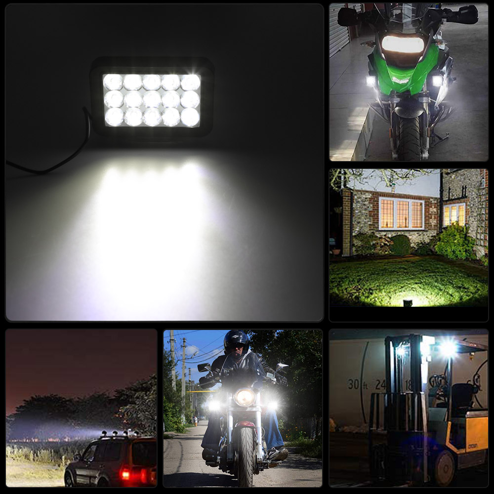 Rectangle 15 Beam Plastic Red Blue White LED Spotlight For Motorcycle