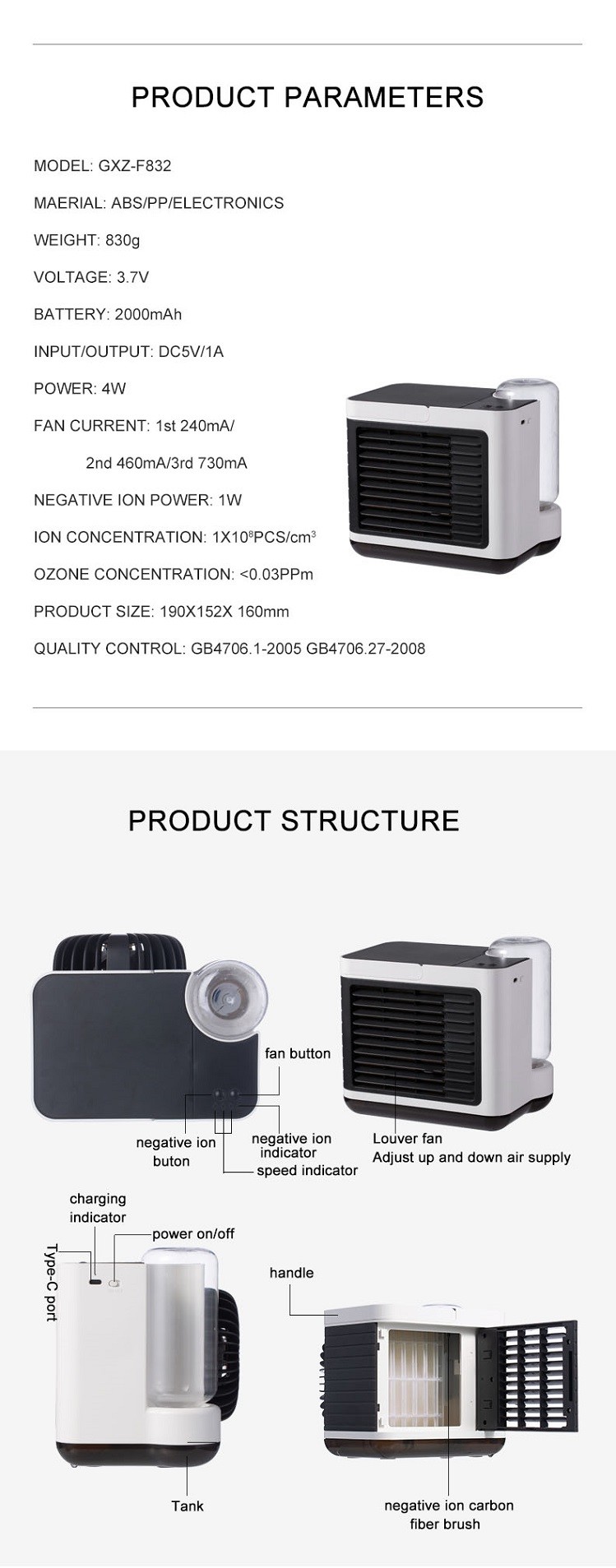Type-C USB Cable Air Cooler Fan for Home & Office