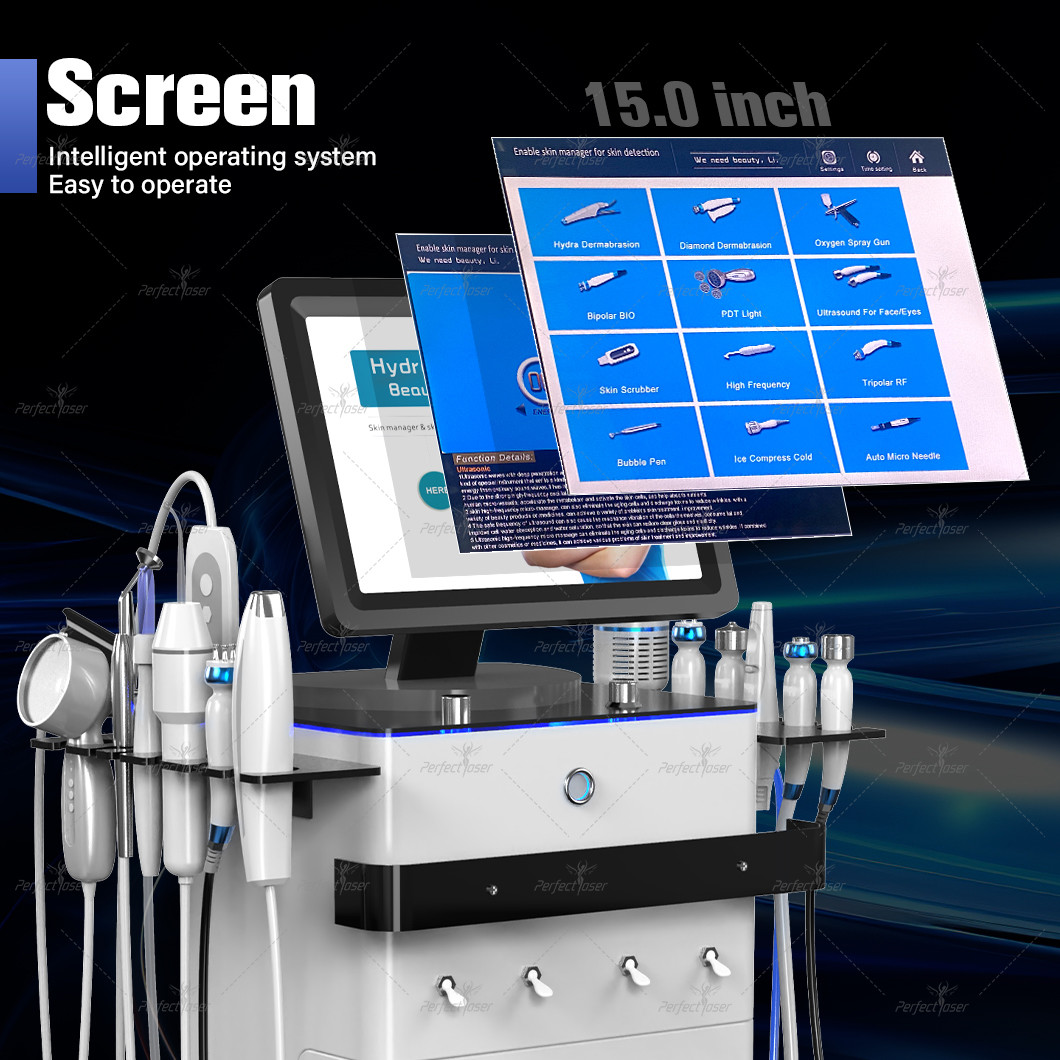 10.4 Inch Color Touch Screen Skin Cleaning Machine for Wrinkle And Acne Removal Function