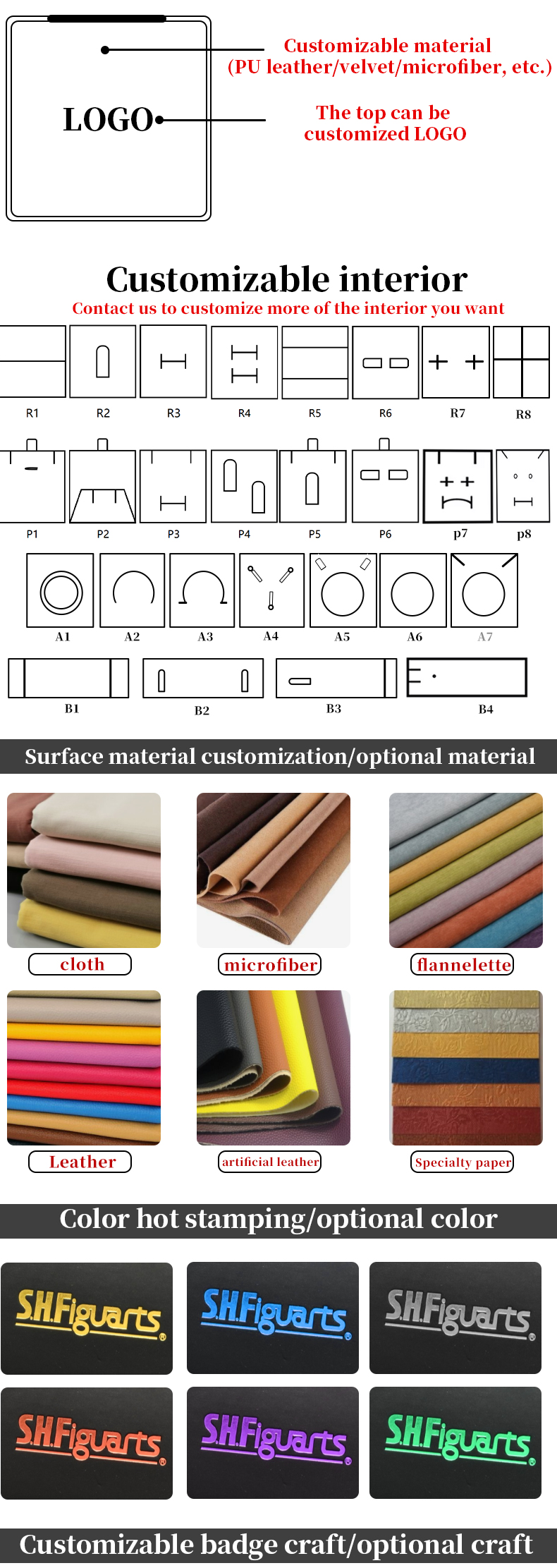 Soft Velvet Interior PU Leather Jewelry Display Tray Props for Ring Ear Studs
