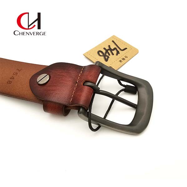 Multiscene Casual Leather Pin Buckle Belt , Durable Genuine Black Leather Belt Mens