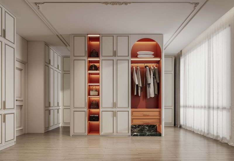 Luxurious Spacious Custom Walk In Closet Stainless Steel French Style Walk In Closet