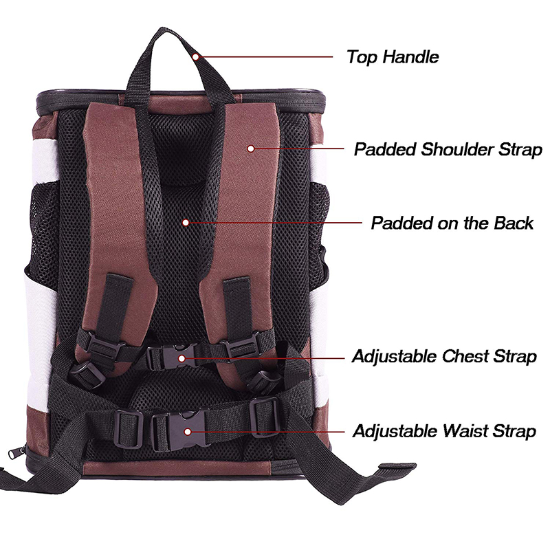 Collapsible Pet Carrier Bag , Zipper Closure Puppy Carrier Backpack