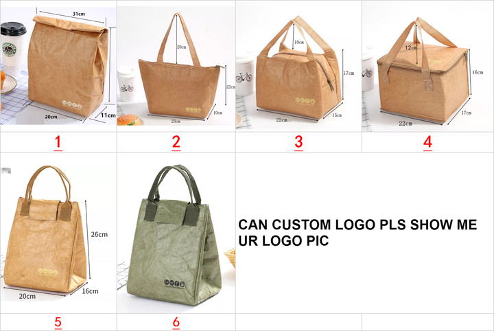 Wholesale Waterproof Portable Durable Custom Logo Thermal Kraft Picnic Cooler Insulated Paper Tyvek Lunch DuPont