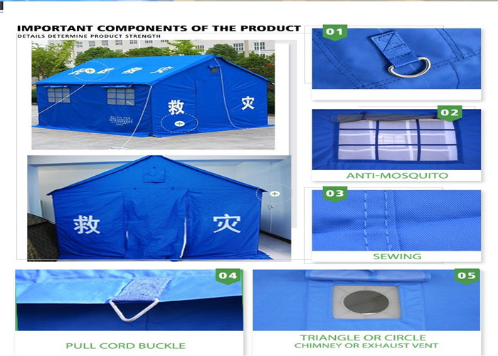 Extended Army / Hospital Emergency Tent 30 Sqm Area UV Resistant Blue color