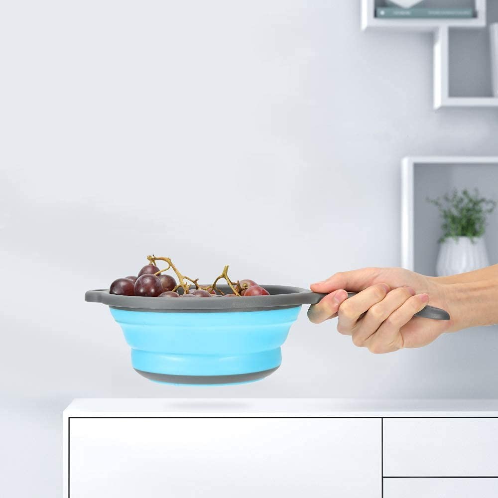 Washable Pasta Silicone Collapsible Colander Strainer Silicone Kitchen Utensil Space-Saver Folding Strainer Colander