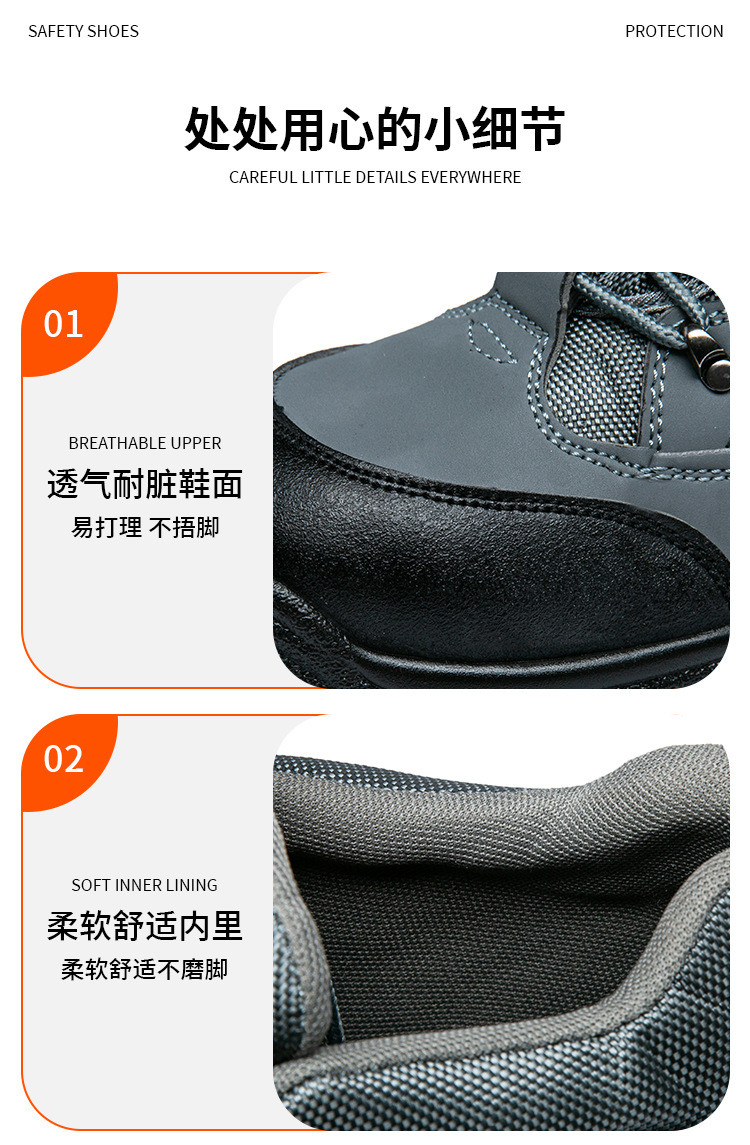 Security Work Boots Oxford Cloth Safety Boots PU Injection Sole Steel Plate Anti-proof Work Shoes For Men