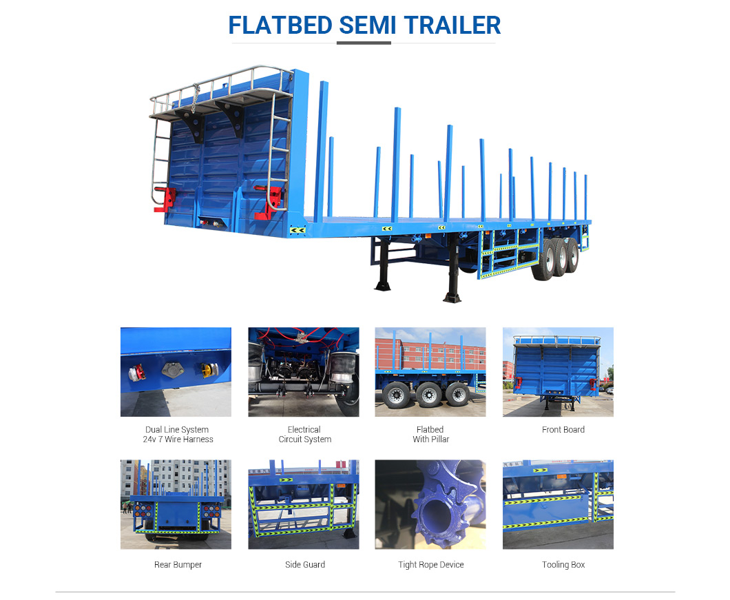 40ft Container Platform Flatbed Semi-Trailer with Front Wall in Heavy Duty Design
