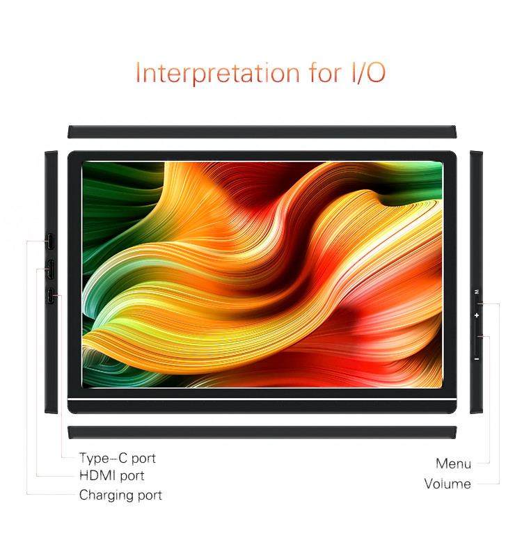 USB C Port 10.1 inches 16.7M Color IPS Screen Slim Portable Monitor